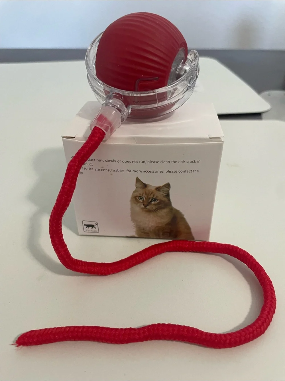 Red Interactive Cat Ball with Rope Toy